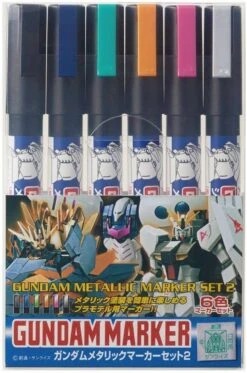 GSI Mr.Hobby GMS125 Gundam Marker Metallic Set 2 (6 Markers)